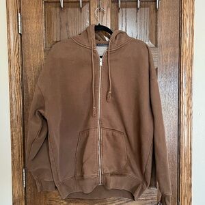 Brandy Melville Brown Zip-Up Hoodie